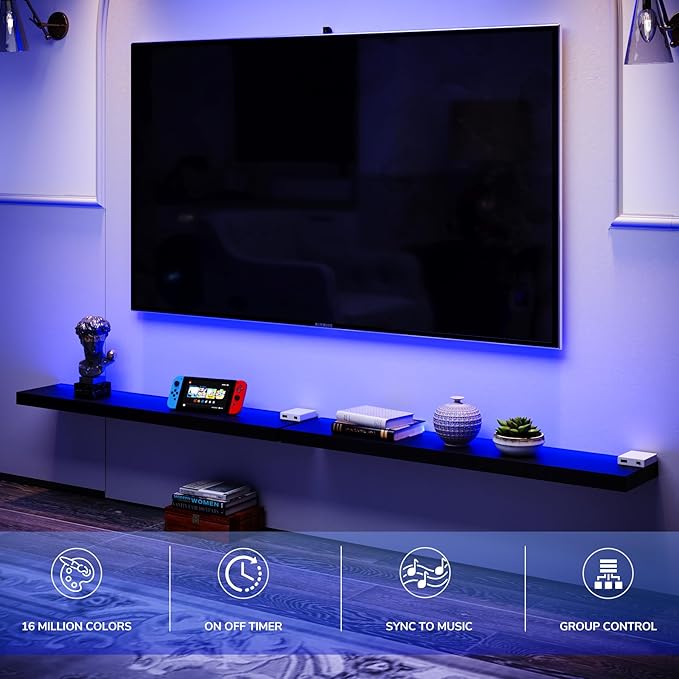BAMEOS Floating Shelves with RGB LED, 31