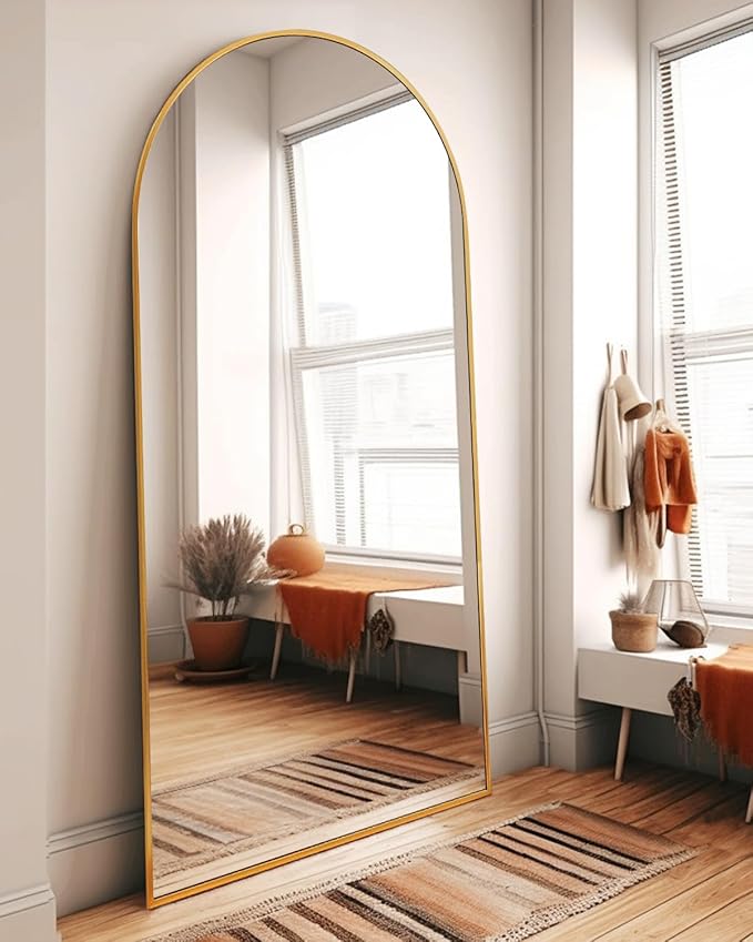 Arched Full Length Mirror, Floor Mirror with Stand, 41