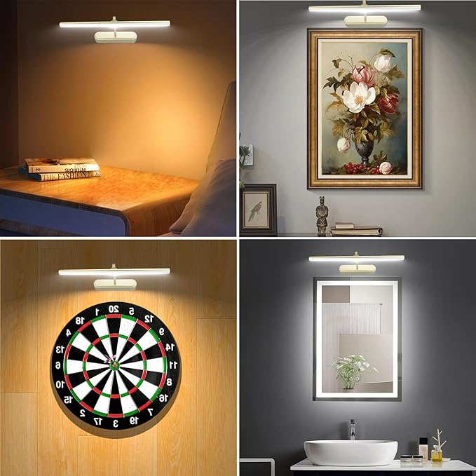 Picture Light,3AA Battery Wall Lights,Wireless Art Lights for Paintings,Remote Control Accent Light with Timer and Dimmable for Frame,Portrait,Mirror-GD