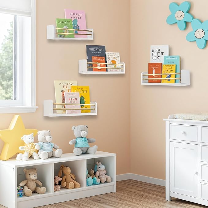 Nursery Wall Book Shelves Set of 4, 16