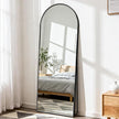DUMOS Arched Full Length Mirror with Stand Floor Standing Aluminum Frame for Bedroom Body Hanging Leaning Modern Simple Home Decor Shatter-Proorf Nano Glass Wall Cloakroom Natural Black 59
