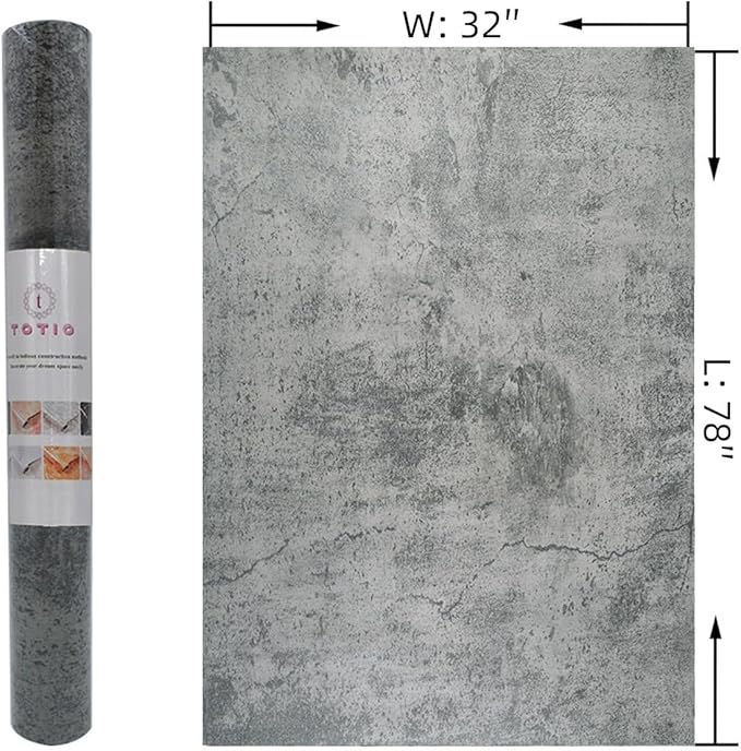 32x78inch Extra Wide Concrete Cement Texture Wallpaper Peel and Stick Dark Grey Countertop Contact Paper Matte Thicken Adhesive Waterproof Vinyl Wall Paper Rolls for Bedroom Living Room [Cement Gray]