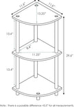 Furinno TURN-N-TUBE Corner Shelf, 3-Tier Corner Bookshelf, Display Storage Shelves with Open Shelves, for Organization and Storage, Living Room, Home Office, Garage, Walnut