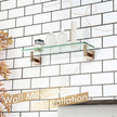 KOKOSIRI Wall Shelves Bathroom Hardware Glass Floating Shelf 20-Inch for Bedroom, Living Room, Kitchen, Hanging Rack Champagne Bronze B1105CPG-L20