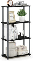 Furinno TURN-N-TUBE Storage Shelves, 4-Tier Toolless Book Shelf, Corner Shelf, Toolless Open Shelves, for Organization and Storage, Living Room, Garage, Home Office, Black