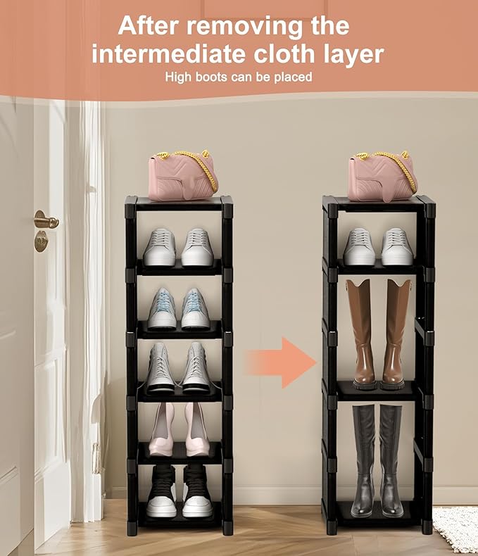 6-Tier Narrow Shoe Rack, Vertical Small Space Shoe Organizer, 9.84