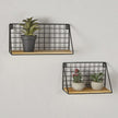 47th & Main Wooden Floating Wall Shelf, Set of 2, Natural/Black