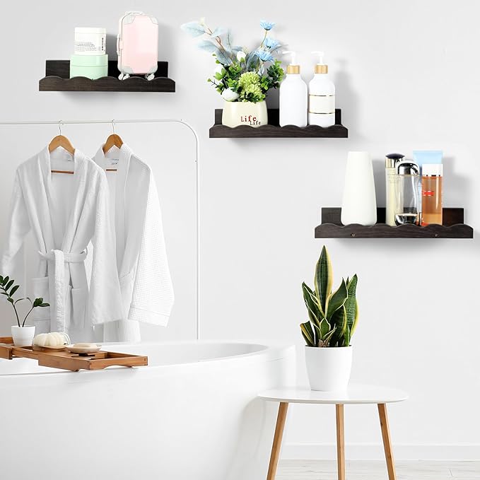 Suzile 2 Pcs Scalloped Shelves Wall Floating Shelves Set for Room, Bathroom, Bedroom, Cute Room Decor Aesthetic and Books, Toys, Photo Frames Storage(16.5