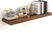 Heimlove 36 Inch Floating Shelves for Wall,10 Deep Brown Wood Shelves with Invisible Brackets,Wall Mounted Storage & Display Shelves for Bedroom,Living Room,Kitchen,Office