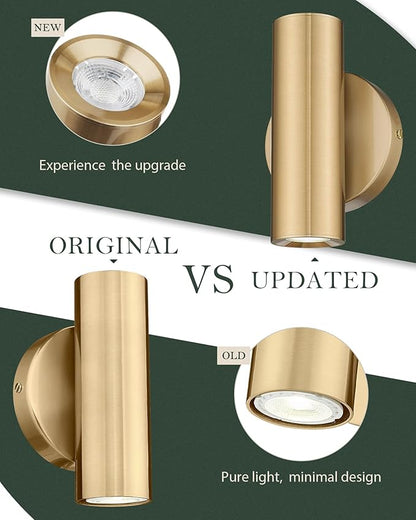 2-Light Wall Light, Brass Gold Wall Sconce, Indoor Up and Down Wall Lamp for Bedroom Bathroom Stair Entryway (1 Pack), WL4830-2W-BB