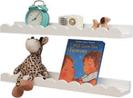 Nursery Book Shelves, Scalloped Floating Shelves 24inch Set of 2 Solid Pine Wood Wall Mounted Bookshelf with Wave Lip for Bedroom Kids, Toddler Room, Baby Room