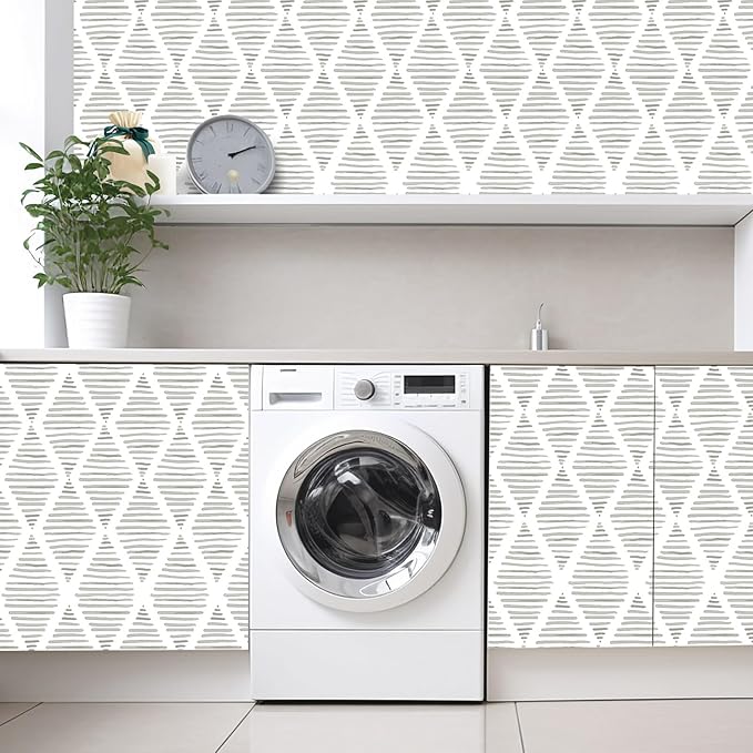 White and Silver Gray Peel and Stick Wallpaper 17.7