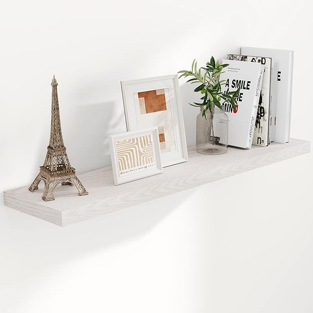 Fun Memories 48 Inch Floating Shelves, 9.3 Inch Deep Wall Shelves for Bathroom, Living Room, Bedroom, Kitchen, Deep Long Shelf Wall Mounted 1 Pack Shelf for Books, Decor, Brich