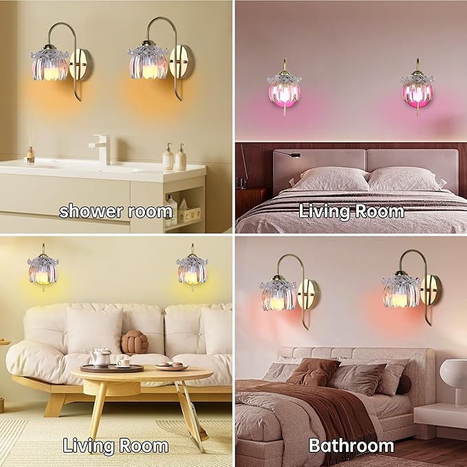 GEEZO Vintage Battery Operated Wall Sconce, with Rechargeable Battery Powered Wall Light with Remote Control for Bedside Bedroom