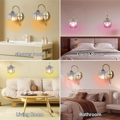 GEEZO Vintage Battery Operated Wall Sconce, with Rechargeable Battery Powered Wall Light with Remote Control for Bedside Bedroom