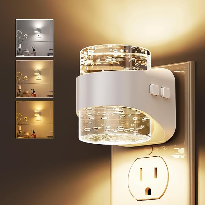 L LOHAS LED Night Light, 3CCT Bubble Night Lights Plug into Wall,3000K/4000k/5000K Adjustable Night Light,Dimmable Nightlights with Dusk to Dawn Sensor for Rooms Bathroom Hallway