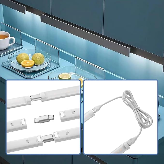 LED Cabinet Lights Bar with Motion Sensor, Dimmable Brightness and Color, IR Remote, Ultra Thin Strips Lighting Magnetic Mounting for Kitchen,Bookshelf,Closet 3Pack