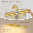 Joossnwell 16.54 Inch Touch Control Picture Light, Gold Rechargeable Battery Wall Sconce, Magnetic 3 CCT Dimmable Art Display Lamp for Large Painting, Dartboard, Portrait and Reading