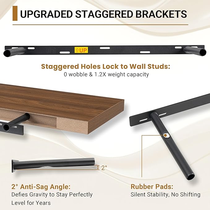 Vivelove Wide Floating Shelves for Wall 12 Inch Deep, 47.2