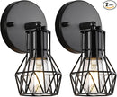 Industrial Hardwired Wall Sconces Set of Two, Small Farmhouse Wire Cage Wall Lighting Sconce, Wall Lights for Living Room Bedroom Bathroom Hallway
