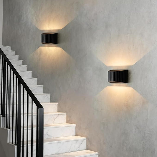 2 Pack Black Modern LED Wall Sconces Wall Lighting, Gypsum 3000K Warm White Indoor Hardwired Wall Mount Light Fixtures Lamp Up and Down for Living Room Bedroom Hallway Dining Room