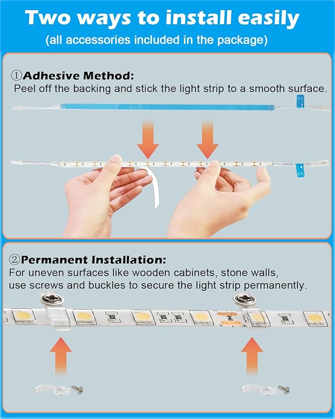 Under Cabinet Lighting, (8) Linkable 12-Inch Flexible LED Light Strips Kit, 20W 2000lm Daylight White, Durable LED Lights for Bookcases, Cabinets, Pantries, Showcase, Closet (Warm White)