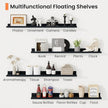 RICHFOCUS Picture Ledge Shelf, 40 inch Floating Shelves Set of 2, Wood Wall Shelves with Lip, Wall Decor Storage for Bedroom Living Room Bathroom Kitchen Nursery Photo Picture, Black