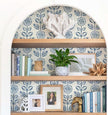 Wudnaye Blue Floral Peel and Stick Wallpaper Blue and White Contact Paper 17.7in×196.8in Vintage Floral Self Adhesive Wallpaper Navy Removable Tulip Wall Paper Waterproof for Bathroom Farmhouse Decor