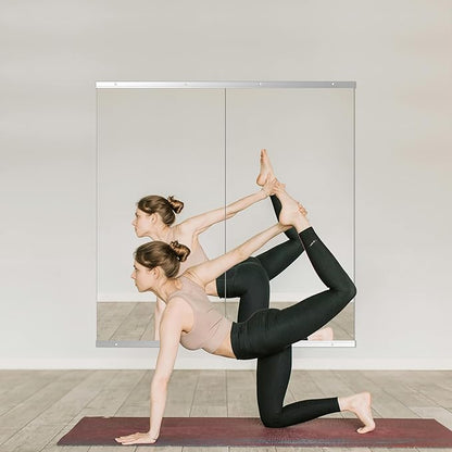 Ruomeng Home Gym Mirror, 48''x28''x2PCS Full Length, Large Frameless Body Mirror Tempered Glass for Gym, Workout, Yoga, Garage, Dance Studio