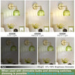 Hardwired Wall Sconces Set of Two, Vintage Wall Lights with Green Tulip Glass Lampshade, Gold Wall Lamps for Bedroom Bedside Stairway Bathroom Living Room (Bulbs Not Included, Not Battery Powered)
