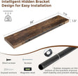Heimlove 36 Inch Floating Shelves for Wall 8 Inch Deep Rustic Brown Shelves Set of 2,Wall Mounted Rustic Wood Long Floating Shelf with Invisible Brackets for Bedroom Kitchen Living Room