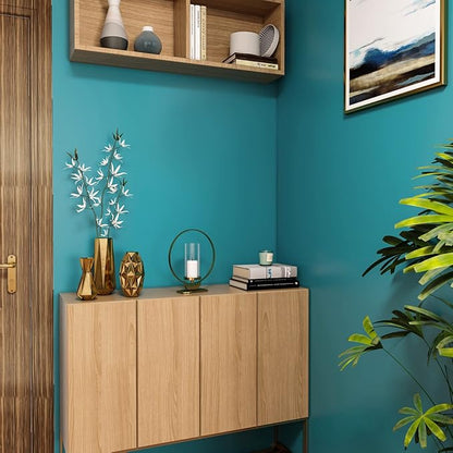 VEELIKE Thick Turquoise Blue Wallpaper Peel and Stick Blue Contact Paper for Cabinets Desk Furniture Accent Walls 24''x354'' Self Adhesive Removable Teal Wallpaper for Bedroom Bathroom Living Room