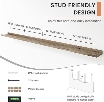 72 Inch Wall Shelves Set of 4, Modern Picture Ledge Shelves with Lip, Long Large Nursery Book Shelf for Toys Storage, Kids Bookshelf, Wall Mounted Living Room Bedroom Decor Frames