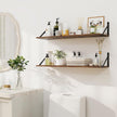 Heimlove Deep Floating Shelves for Wall, 30W x 8D Wood Wall Shelves Set of 2, Wide Floating Bookshelf for Living Room, Kitchen, Office, Bedroom and Decor Storage, with Metal Bracket - Rustic Brown