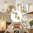 Dimmable Wall Sconces Plug in, Adjustable Angle Wall Lamps with Plug in Cord and Dimmer On/Off Knob Switch, Gold Wall Light with Metal Shade for Bedroom Bedside Doorway (2 Bulbs Included)
