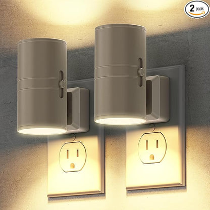 Briignite Night Lights Plug into Wall, Modern LED Night Light Plug in, Dusk to Dawn Sensor, Soft White 3000K, 0-100LM Adjustable Brightness, Dimmable NightLights for Hallway, Bedroom, Stairway, 2 Pack