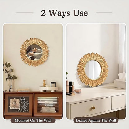ZOROSY Gold Round Wall Mirror 12 inch - Small Wall Mirror Decorative, Vintage Mirror for Living Room, Entryway, Bedroom,Hallway
