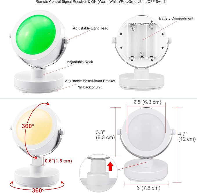 LED Accent Lights Battery Operated,Dimmable Picture Light with Remote,12 Color Changing Art Lights,Cordless Puck Light with 360°Rotate Lighting Head,Stick on Spotlight for Dartboard, Painting