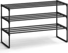 SONGMICS Shoe Rack, 3-Tier Shoe Organizer, Metal Storage Shelf, Upright or Upside Down, for 16-20 Pairs, Stackable, for Entryway, 11.8 x 36.2 x 21.7 Inches, Black ULSA303B02