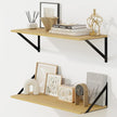 Fun Memories Deep Floating Shelves for Wall, 24W x 8D Wall Mounted Shelves Set of 2, Wide Display Ledge Shelf with Sturdy Metal Brackets for Living Room, Bathroom, Bedroom and Kitchen, Oak