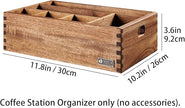 Acacia Wood Coffee Station Organizer for Countertop, Coffee Pods Holder & Condiment Storage Basket, 12-Inch Rustic Farmhouse Bar Decor for Tea Cups, Syrup, Stirrers, Accessories
