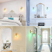 Set of 2 Crystal Battery Operated Wall Sconce,Rechargeable Wall Lamp with 5400mAh Battery & Remote Control, Modern Dimmable Wireless Wall Lights for Bedroom Bathroom (Green, Gold Base)