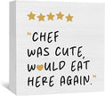 Chef Was Cute Would Eat Here Again Sign, Chef Kitchen Decor Sign, Cute Chef Kitchen Decor Wood Sign Home Decor for Girly Dining Room Restaurant