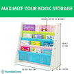 Humble Crew 4-Tier Kids Bookshelf, White Wood/Pastels - Premium Book Shelf for Kids Rooms with Four Deep Pockets - Toddler Sling Book Rack with Deep Sleeves, Nursery Bookcase Organizer
