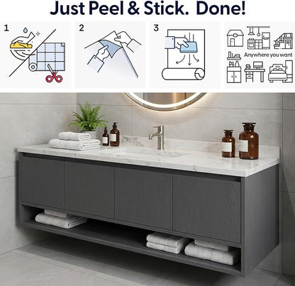 Gray Wood Grain Contact Paper, 17.3" x 118" Removable Peel and Stick Self Adhesive Matte Vinyl Wallpaper, Waterproof Decorative Film for Kitchen Cabinets Countertops