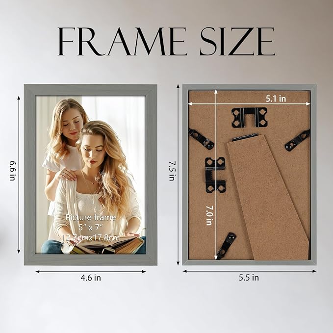 Hoikwo 18 Packs 5x7 Grey Multi Plastic Picture Frames Set with Plastic Cover for Family Photos, Artwork, Light Weight Set 5 by 7 Frames Pack for Wall Hanging and Table, Stylish Picture Frames