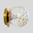 Modern Glass Globe Wall Sconce: Gold Spherical Sconces Light with Hammered Stained Glass Shade - Small Brass Vanity Single Ball Lights Fixture - Contemporary Wall Mounted Lamp for Bedroom Living Room