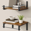 Deep Floating Shelves for Wall, 12 inch Wall Mounted Shelves Set of 2, Wide Floating Shelves for Living Room, Bedroom, Study, Bathroom, Rustic Brown and Black TBJ02P2BF