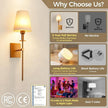 DORESshop Battery Operated Wall Sconce Set of 2, Gold Rechargeable Wall Lights Remote, Sconce Wall Decor Set of 2, 7 Colors Wireless Sconces for Bedroom Living Room Hallway