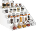 VAEHOLD Acrylic Spice Rack, 5 Tier Clear Organizer for Cabinet, Vertical Spice Rack Kitchen Organizer Shelf for Countertop (5 Tier 12‘’L)